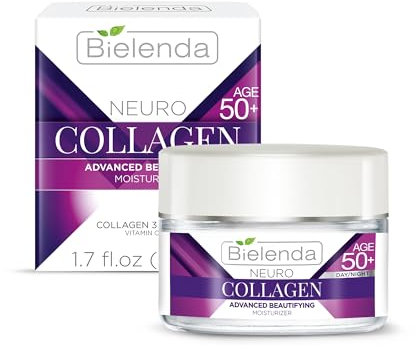 Bielenda Neuro Collagen Anti-Falten Creme 50+, Moisturizer; Creme mit Kollagen-Peptiden, Anti-Aging Gesichtspflege, Tag und Nacht, 50 ml