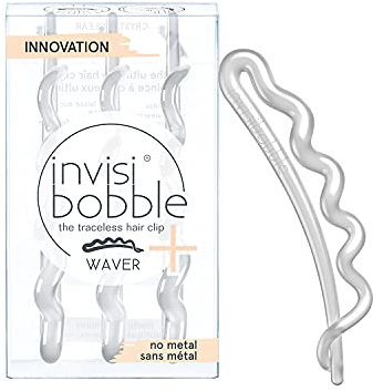invisibobble Waver Plus Haarklammer Crystal Clear I 3x Haarnadel transparent Mädchen & Damen I Haarspange groß starker Halt I designed in Herzen Münchens