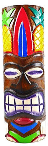 Coco Papaya Grand Totem Tiki, 50 cm, Holz, Motiv Surf und Ananas