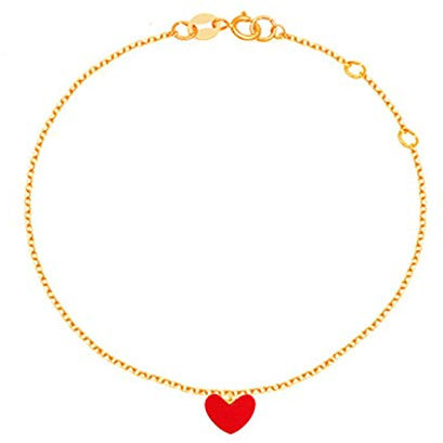 Epinki Fußkettchen 18K Gold, Herz Fußschmuck, Fußkette für Damen, Gold