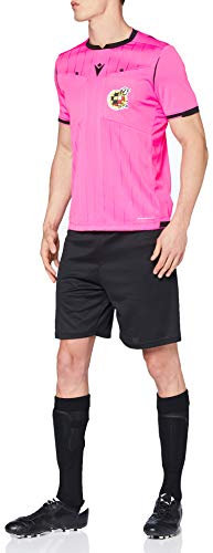 Macron Rfef 20 Match Day Man Shirt Referee SS Npnk/Blk SR Maillot Arbitre Rose Fluo réelle, Fédération espagnole de Football Homme