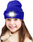 ATNKE Kids LED beleuchtete Mütze mit Licht, USB Wiederaufladbare 4 LED Scheinwerfer wasserdichte Winterwärmer Strick Nachthüte mit leichten Jungen Mädchen/Blue