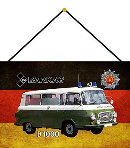 Blechschild mit Kordel 30 x 20 cm DDR Volks Poilzei: Barakas IFA B 1000 - Blechemma