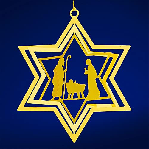 SIKORA BS-MS Traditionelle Christbaumschmuck Weihnachtsbaum Anhänger aus Messing - 28 Modelle wählbar, BS-MS:No.25 167-1 3D-Stern Heilige Familie