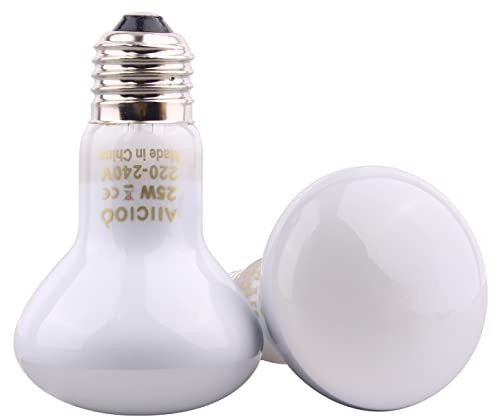 AIICIOO Infrarot-Wärmelampe - Terrarium Reptilien Heizung Licht Basking Spot Lampe für Schlange Schildkröten, Bartagamen, Eidechsen 25W 2 Pack, weiß