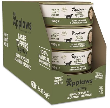 Applaws Natural Wet Dog Food Cans, Chicken with Lamb in Gravy - 12 x 156g