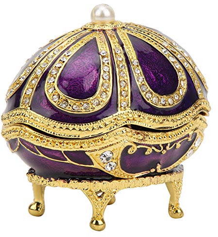 Emaille Fabergé Ei Schmuck Kästchen, Emaillierte Schmuckschatulle, 4.8x4.2x5.3cm Vintage Schmuckkasten mit Deckel, Handbemalt Retro Schmuckkoffer mit Scharnier für Ohrringe Halsketten Ring