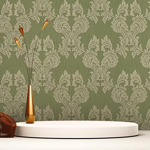 WTD 3790 Baroque Samuel M1-No.3790 Papier peint non tissé Vert classique