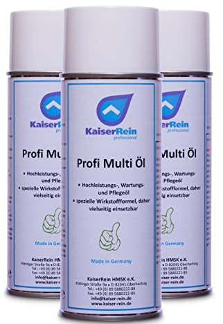 KaiserRein Profi Multi Öl 3x 400 ml Allzweck-öl Multi-spray Schmieröl Haushalts-öl beseitigt Quietschen, Schmiert, Fettet, Türen, Schränke, Schließzylinder usw.