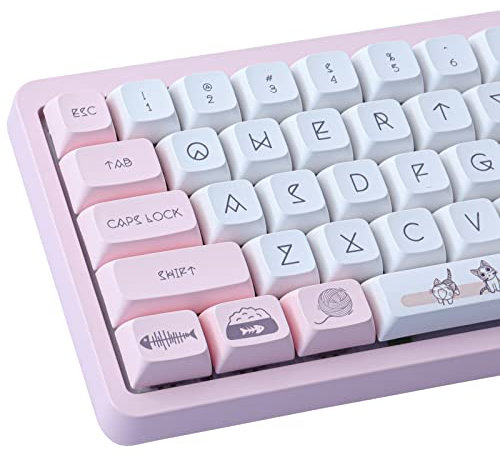 Sunzit XDA Keycaps PBT-Tastenkappen 136 Tasten Farbsublimation für MX-Schalter ISO/ANSI-Layout Mechanische Tastatur (Cheese Cat)