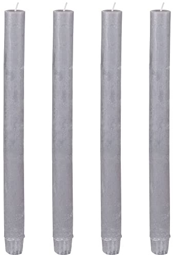 matches21 Edle Stabkerze Tafelkerze für Leuchter Kerze Stab durchgefärbt Wohndekoration 4er Set Ø 2,3x27 cm in grau