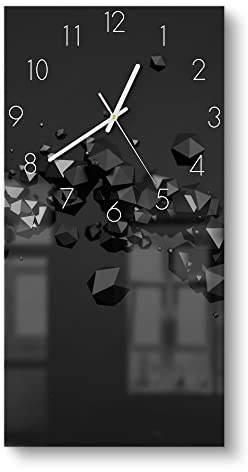 DEQORI Glasuhr | horizontal 30x60 cm | Motiv Geometrische Kometen | große XXL Design Uhr aus Glas | leise Wanduhr für Wohnzimmer & Küche | moderne Hingucker Uhr für die Wand