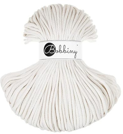 Bobbiny Premium Cords 5 mm - Rope-Garn 100 m 100% Baumwolle (Off White)