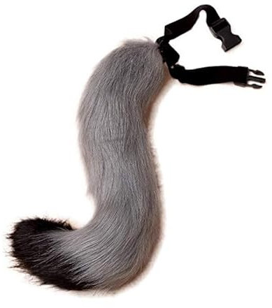 Halloween Kostüme Plüsch Fuchsschwanz Cosplay Kunstpelz Fuchs Wolf Kostüm Katze Schwanz Kinder Erwachsene Cosplay Halloween Weihnachtsfeier Fasching Karneval Masquerade Cosplay Frauen,Grauschwarz