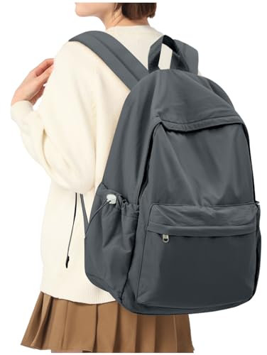 HYC00 Rucksack Schule Teenager Mädchen Damen Causal Schulrucksack College-Rucksack, leichte Schultasche Arbeitstasche für Jungen und Mädchen, passend für 14-Zoll-Laptop Daypack Bookbag,Dunkelgrau