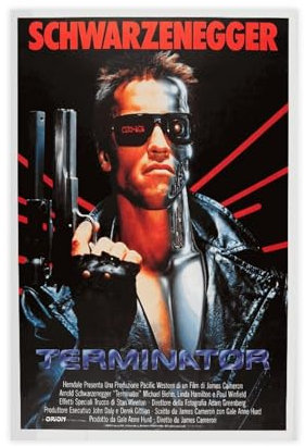 GUyfam Terminator Filmposter Arnold Schwarzenegger Poster Leinwand Poster Wandkunst Dekor Druck Bild Gemälde für Wohnzimmer Schlafzimmer Dekoration 30 x 45 cm