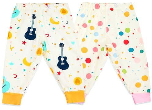 MOEMOE BABY Windelhose Nachts Kinder 2 Stück Baumwolle Windelhosen Baby Töpfchen Trainingshosen für Jungen Mädchen Musiknoten+Punkte XL/7-9 Jahre