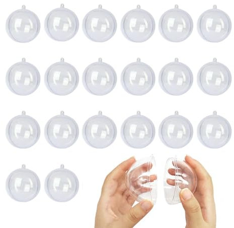 CLoxks Set of 20 Clear Ornaments for Crafts Fillable,2.36/60mm Clear Christmas Ornaments Balls Hanging Clear Plastic Ornaments Christmas Tree Ornaments for Indoor and Outdoor Christmas Decoration