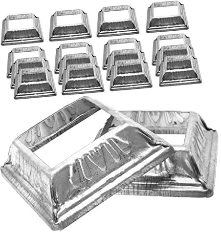 BESTonZON 24pcs Wrought Iron Post Base Cover Square Base Skirt for Fence Deck Post Repair Screws Iron Accessory Cover Column Wraps