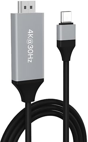 MMOBIEL Câble USB-C vers HDMI 2m - 4K@30Hz - Câble USB 3.1 Type-C vers HDMI - Adaptateur Thunderbolt 3 pour MacBook Pro/Air, iPhone 16/15, iPad Pro, iMac, Samsung Galaxy, Chromebook etc.