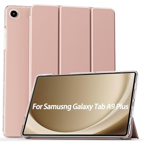 Smart Case For Samsung Galaxy Tab A9 Plus 11 inch Model Numbers are SM-X210, SM-X215, SM-X216B Magnetic Stand Cover (Rose Gold)