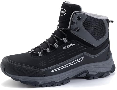 LANGDU Chaussures de Randonnée Homme Femme Trekking Voyages Respirant Promenades Antidérapant Sneakers Taille 37-46 EU(Noir-Gris 28, 42EU)
