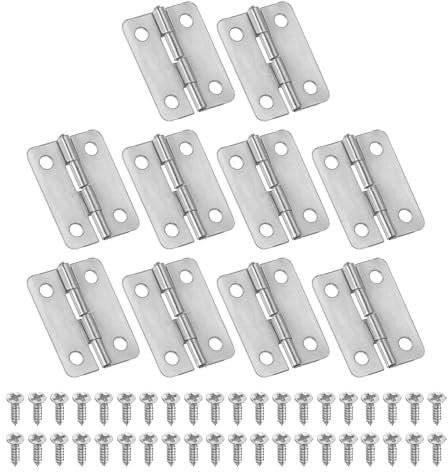 PATIKIL Petites Charnières Bout 24mm, 10 Pcs Mini Charnière avec Vis pour Boîtes à Bijoux en Bois, Portes de Tiroir d'Armoire, Portail, Argenté
