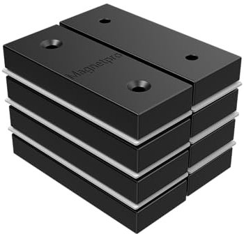 Magnetpro 8 Stück Rechteckige Magnete Komplett mit PP-Kunststoff ummantelt, 10 kg Kraft Größe 50,80 x 19,05 x 7,62 mm Lebensmittelecht, rostfrei und wasserbeständig