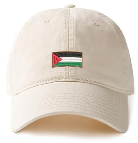 MIMAYIN Palästina palästinensische Flagge Baseball Cap Stickerei Basecap Verstellbare Reine Farbe Baseballmütze Sport Visier Hut für Herren Damen (Baumwolle, Beige)