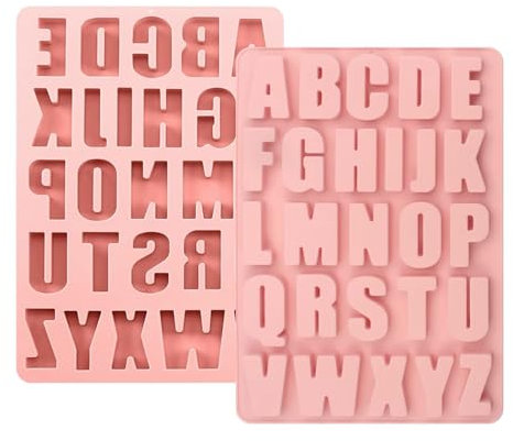 GGesii Stampo in silicone a forma di lettere, A-Z, alfabeto, in silicone, per torte, biscotti, cioccolato (rosa)