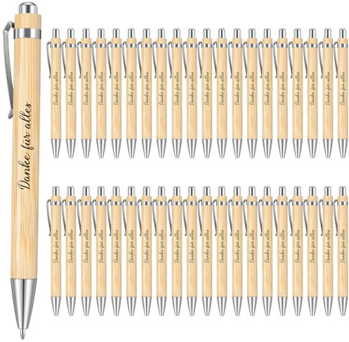Tenare 40 Stück Dankeschön Kugelschreiber Geschenke Holz Kugelschreiber mit Spruch Danke für Alles Kollegen Zitate Druckkugelschreiber Abschied Danksagung Stift Geschenk für Lehrer Mitarbeiter