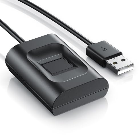 CSL - USB Fingerabdrucksensor - Fingerprint Key - bis zu 10 IDs - Windows 8 – 11 – unterstützt bis zu 10 IDs – Plug & Play – Rundumerkennung
