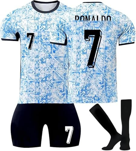 Maillot de Foot Enfant et Adultes 2024 Al Nassr FC Maillot Foot Nouveaux Maillots #7 Home/Away Soccer Jersey, Ensemble Football Homme Garçon Vêtement Sport Tshirt Shorts Chaussette Genouillère Set