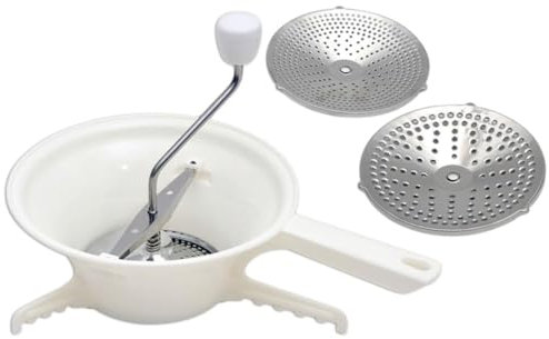 MOLERRI Moulin à Légumes pour Coupe-Légumes avec 3 Disques Interchangeables Moulin à Aliments Manuel pour Sauce Tomate et Pommes de Terre