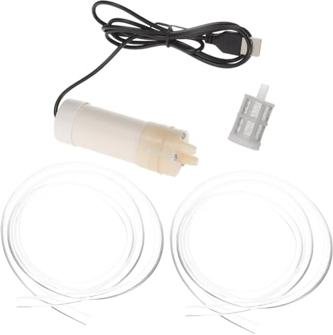 IWOWHERO Mini Portable Sump Water Pump 1m Outlet Pipe and Stainless Steel Filter Mesh USB Powered Small Water Pump for Balcony and Patio Drainage