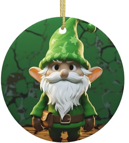 Weihnachtsschmuck, rund, Keramik, zum Aufhängen, grüner Zwerg, Weihnachtsbaum, Keramik, hängend, Porzellan, Ornament, Weihnachtsbaum, Keramik, zum Aufhängen für Party