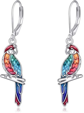 ONEFINITY Papagei Ohrringe 925 Sterling Silber Tropical Jimmy Buffett Papagei Schmuck für Frauen