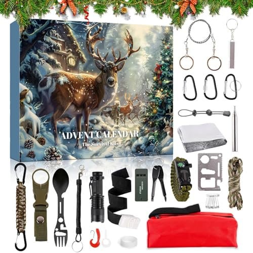Adventskalender 2024 Für Männer, Survival Kit Weihnachtskalender 2024 Adventskalender Weihnachten, Survival Tools Adventskalender Für Erwachsene Teenager,Männer Werkzeug Geschenk (A)