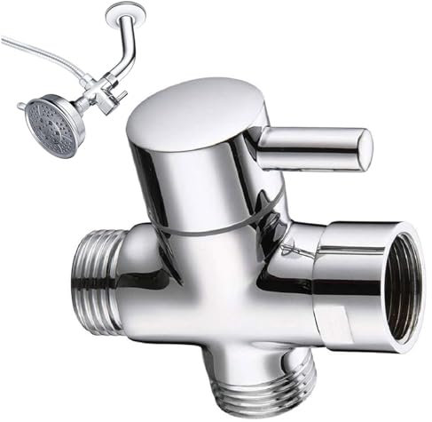Shower Diverter Valve, HARY G3/4 to G1/2 BSP T-Adapter 3-Way Tap Diverter, Solid Brass Bathroom Water Diverter, Chrome Universal Splitter for Handheld & Fixed Showerhead (Note Size 20mm and 25mm!)