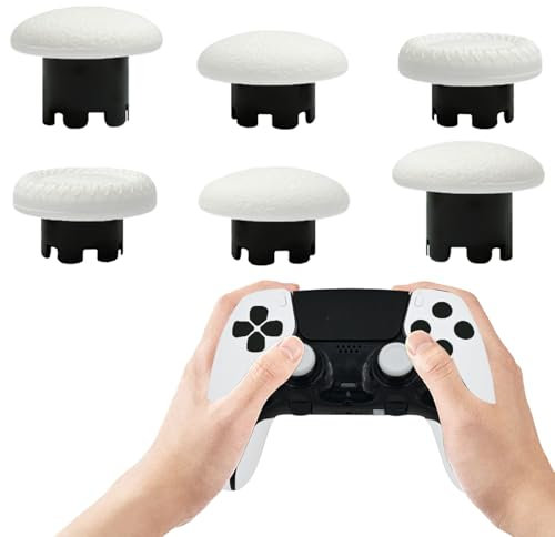 6-in-1 Interchangeable Thumbstick Caps for PS5 DualSense Edge Controller,Swappable Thumbsticks Replacement for PS5 Dualsense Controller,Joysticks Parts for PS5 Dualsense Edge Controller (White)