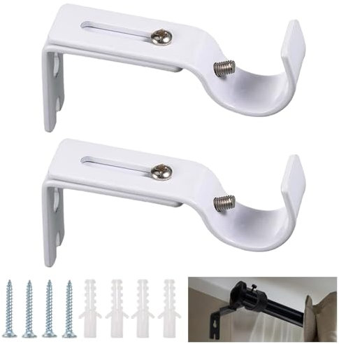 Gardinenstange Halterung Verstellbare, 2 Stück Verstellbare Wandhalterung, Gardinenstangen Halter, Wandhalterung Vorhangstange Halter, mit Schrauben,für Schlafzimmer, Schrank, Weiß