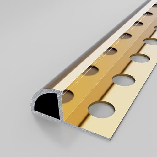 Raouoae Striscia Terminale E Profilo per Piastrelle 125 Cm* 2 Pezzi Profilo Angolare in Alluminio Anodizzato per Bordi di Bagni Cucine E Soggiorni Protezione, Decorativo(Gold,Width:12 mm)