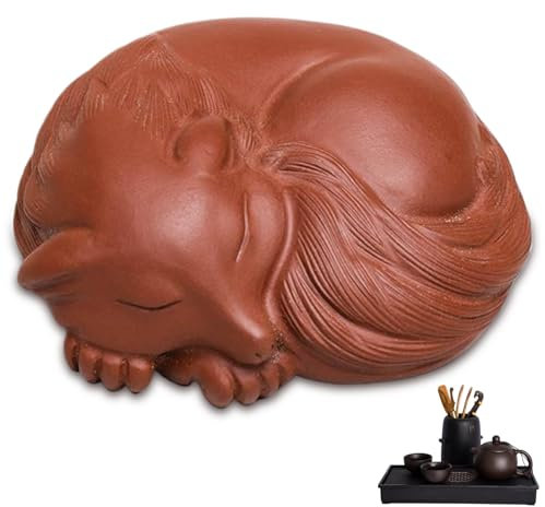 Xoeryoy Accessoire des chinesischen Tee -Sets, 3.3x3.1x1, 3 Zoll lila Lehm Gongfu Tee Set Tea Haustier, schlafende Fuchsstatue Dekorative tragbare - -Haustier für Liebhaber