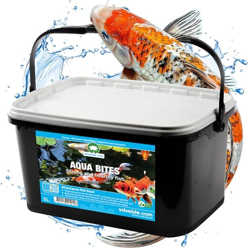 vdvelde.com - Günstiges Fischfutter : AQUA BITES - 100% natürliches Futter für Fische - 5 Liter - Universal Fischfutter - Für Koi bis Goldfisch - Fördert die Gesundheit