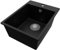 PRIMAGRAN Evier Cuisine en Granit Noir 38x50cm, Lavabo 1 bac + Kit de Vidage, Évier à Encastrer au meuble 40cm - Riga