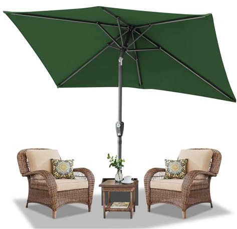 Daromigo Sonnenschirm Rechteckig 300 x 200 cm Grün mit Kurbel | Ampelschirm Sonnenschutz UV50+, 30° knickbar, Gartenschirm Terrassenschirm wasserdicht für Garten, ohne Ständer