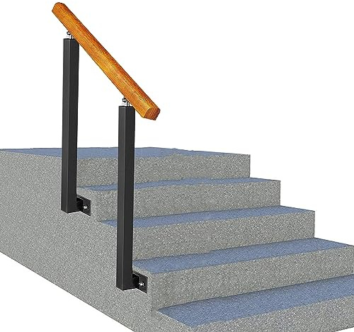 Barandillas para montaje lateral de peldaño exterior, 1-4 pasos, barandilla de transición, barandilla de escalera exterior ajustable, barandilla de hierro forjado para escaleras de hormigón o madera