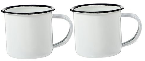 HEMOTON 2stücke Emaille-tassen Vintage Für Camping Becher Aus Eisen Mit Emaillierter Oberfläche Robust Und Einfach Zu Reinigen Für Kaffee Tee Und Suppe