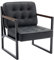 COLAMY Mid Century Modern ohrensessel, Bequeme Lounge Sessel, Brauner Leder Accent Chair, Kunstleder Empfangssessel mit Metallbeinen für Wohnzimmer Schlafzimmer Empfangsraum Wartezimmer, Schwarz