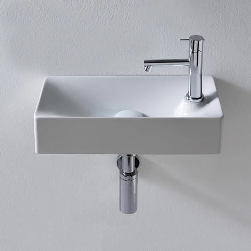 Lavabo Pequeño De Cerámica For Baño, Lavabo De Tocador For Pasillo, Lavabo Flotante De Pared For Balcón O Garaje.(44x22x10cm)